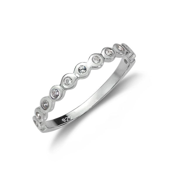 Sterling Silver Half Eternity with dots Ring - UK Size - N (J - U Available)