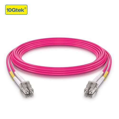 10Gtek Fiber Patch Cable - 𝗟𝗖 𝘁𝗼 𝗟𝗖 𝗢𝗠𝟰 10Gb/Gigabit Multi-Mode Jumper Duplex 50/125μm LSZH Fiber Optic Cord for SFP Transceiver, Magenta, 7-Meter(23ft)