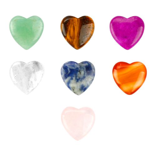 Tabanzhe Healing Crystal Natural Heart Stones Set – 7PCS Crystals and Gemstones for Stress Relief, Meditation, Balancing, Birthday Gifts Presents and Home Decoration