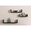 Contemporary Laminated MDF Floating U Wall Decor Shelves 3 Shelf Pack Walnut