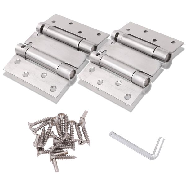 Hinge Double Open Spring Hinges Free Hinges Door Spring Hinges Auto Close Replacement Repair (Double Opening, 4")
