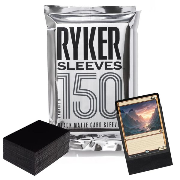 Ryker Sleeves Standard Matte Card Sleeves, 5X Stronger, for Magic The Gathering MTG Card Sleeves Pokemon Trading Cards Board Games (1 Pack, Black)