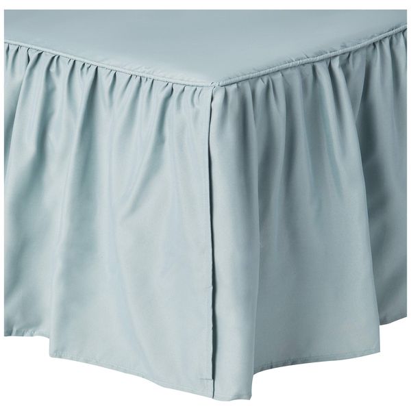 Brielle Essentials Bedskirt, Twin, Light Blue-Seafoam