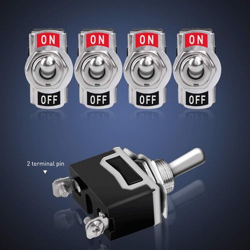 Kiligen 8pcs Car Toggle Switch with Waterproof Protective Cap 10A/12VDC, 6A/24VDC 2Pin SPST ON/OFF Rocker Toggle Switch for Auto Truck Boat
