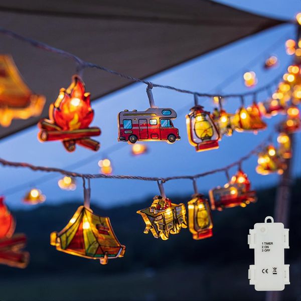 LED Lichterkette Außen Batterie, 10 LED Warmweiß Innen Lichterketten mit Timer, Camping LED Lichterkette für Wohnmobil, Zelt, Picknick, Schlafzimmer, Party