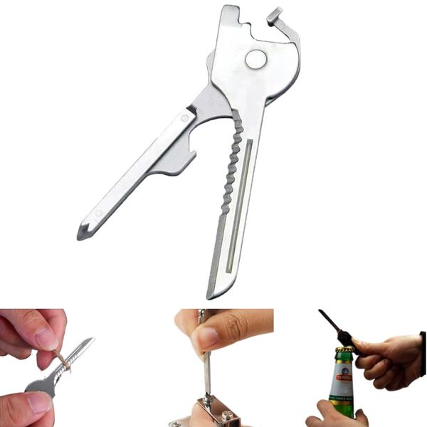 Multi-functional Key Shape Mini Multi Tool 6 Function Tool Key Knife Driver Portable Multitool 6 in 1 Multi Tool Heavy Duty Outdoor Use