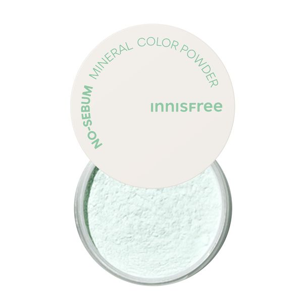 innisfree Nosebam Mineral Color Powder, Green, Genuine Product, Loose Powder, Cosmetic Scratches, Shiny and Crumble Prevention, Pore Cover, Control, Oily Skin, Sebum Adsorption, Korean Cosmetics