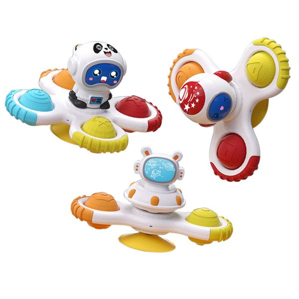 Baby Spinning Top Rattle Toys 3 Pcs, Suction Cup Infant Spinner Toy 12 Months+, Sensory Spin Bath Sucker, Travel Busy Teething Toy for Toddlers, Gifts for 1-3 Year Boy Girl(Group D)