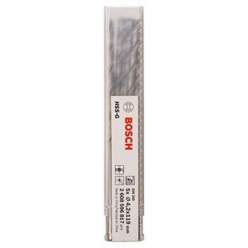Bosch Professional 5x HSS-G Metal Drill Bit (for metal, Ø 4,2 mm, Robust Line, Accessory Drill Driver)
