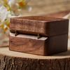 Personalised Mr & Mrs Wedding Ring Box Holder for 2 Rings Brown