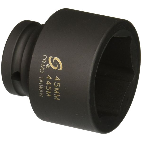 SUNEX TOOLS 445M 3/4" Drive Standard 6 Point Metric Impact Socket 45mm