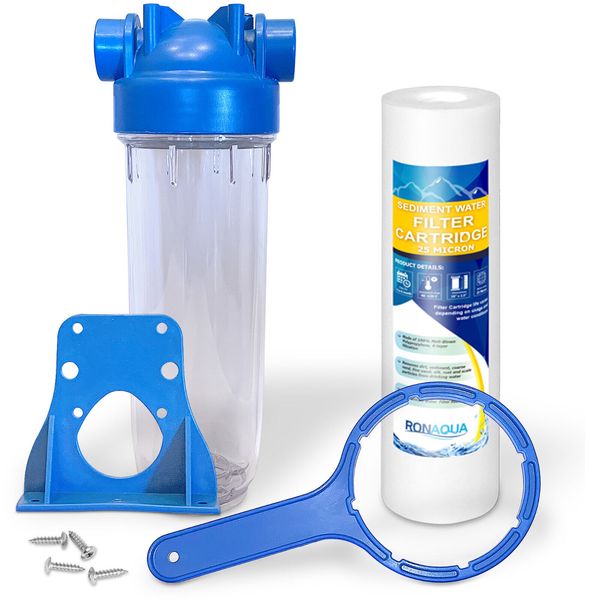 10" Clear Standard Whole House Water Filter System  25 Micron Sediment Filter