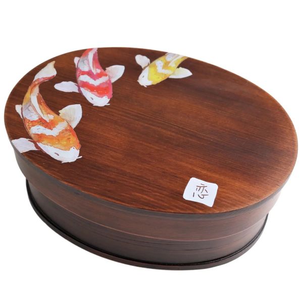 Wooden Lacquer Bento Box Carp Design Japanese Lunch Box 700ml