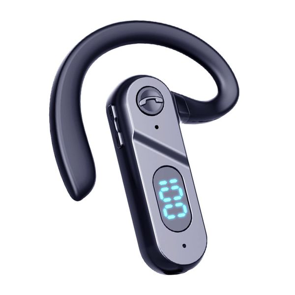 TFUFR Bluetooth Earpiece, Single Ear Bone Conduction Headset Handsfree, Bluetooth V5.2 Earphone Noise Canceling Mic, Digital Display Voice Control Answering Wireless Headphone Sports Business