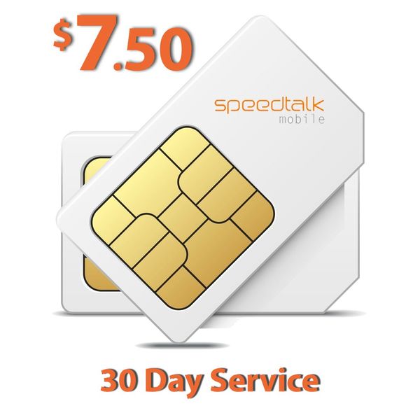 SpeedTalk Mobile Prepaid SIM Card for GSM GPS Pet Elderly Kids Car Smart Watch Device Tracker $7.50 $30 Day Wireless Service