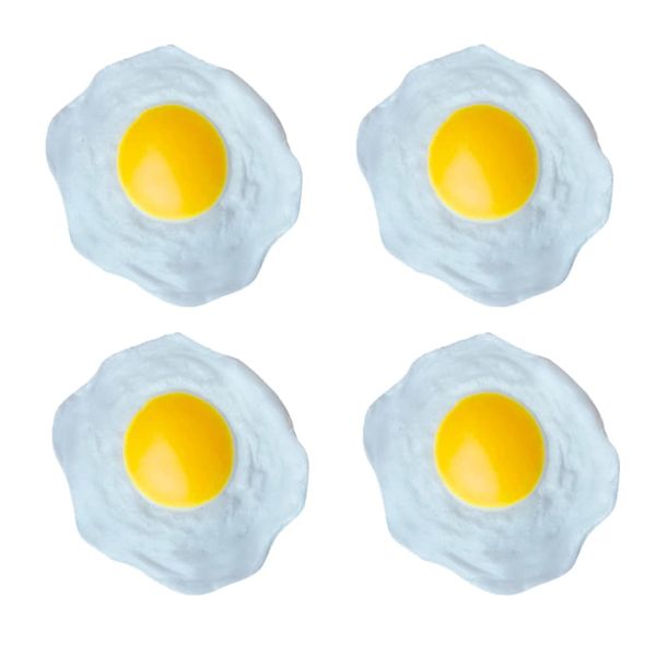 STOBOK Artificial Fried Egg Toy, 4pcs Fake Fried Egg Poached Egg Simulation Poached Egg Novelty Squeeze Toys for Kids Children, Eggs Simulation Anti Toy Food Simulation Toys