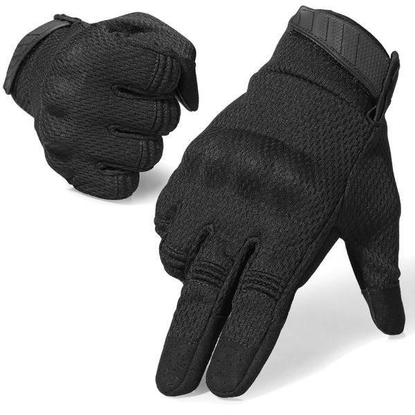 AXBXCX Tactical Gloves for Men Breathable Flexible Touch Screen Full Finger Gloves for Airsoft Paintball Motorcycle Cycling Hunting Camping Black M