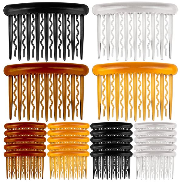 ELANE 24 Pcs Plastic Side Hair Twist Comb Small Hair Clip Comb with Teeth Hair Accessories Bridal Wedding Veil Comb for Women Girls and Crafts DIY 4 Colors.