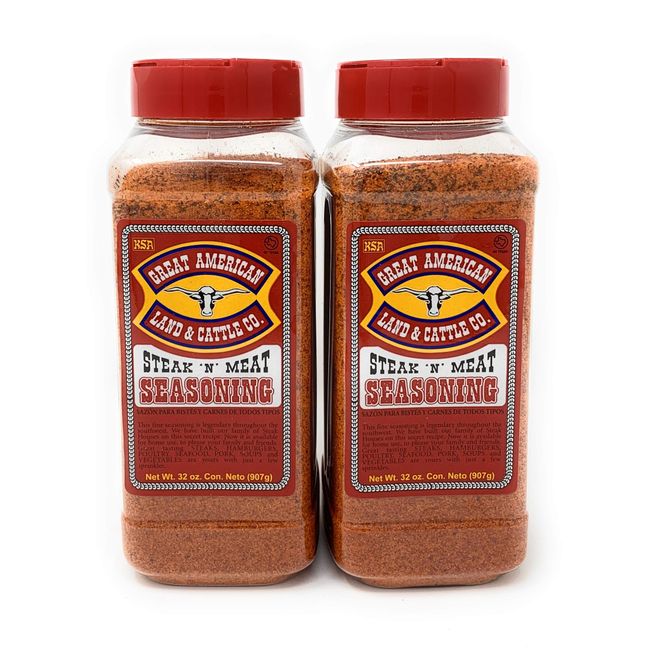 Great American Land & Cattle Steak N' Meat Seasoning 32oz Container (Pack of 2)