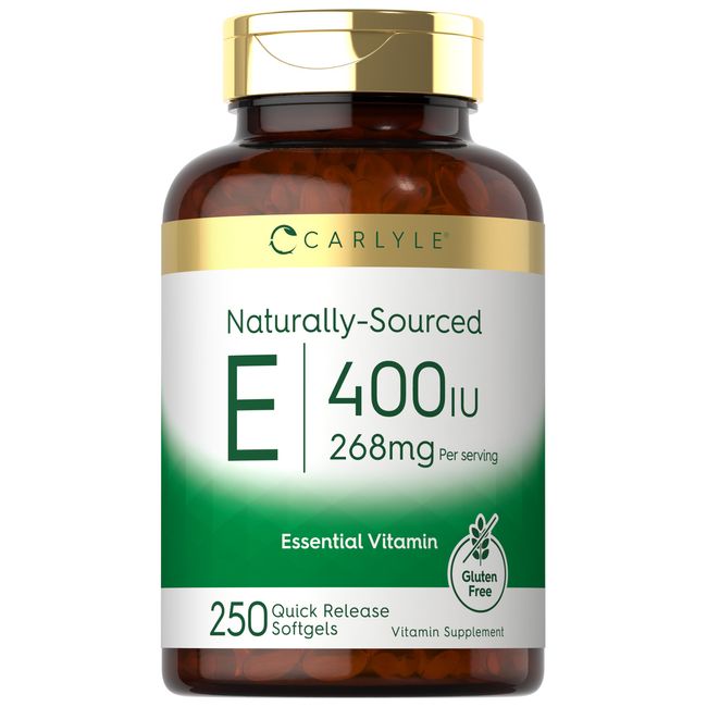 Vitamin E 400 IU | 250 Softgels | Naturally Sourced | Non-GMO  | by Carlyle