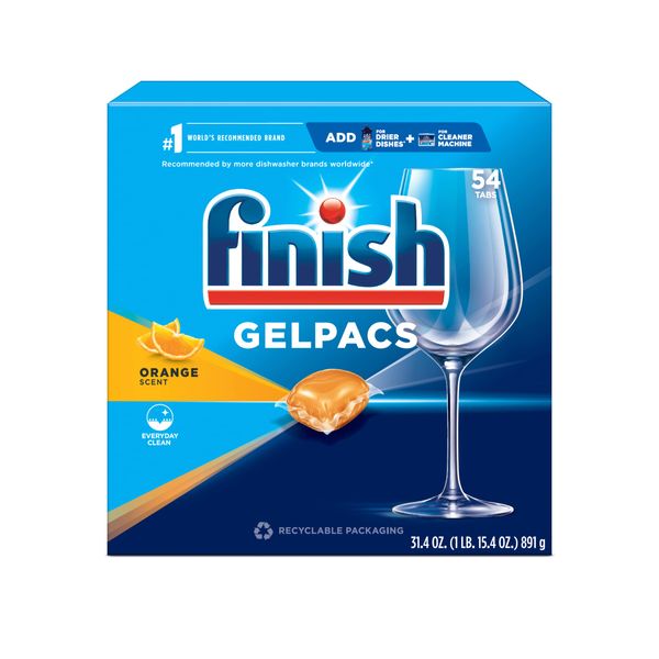 Finish Gelpacs Dishwasher Detergent, Orange Scent, 32 Count