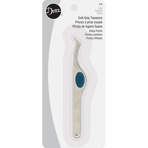 Dritz 818 Soft Grip Tweezers, 4 inches, Silver