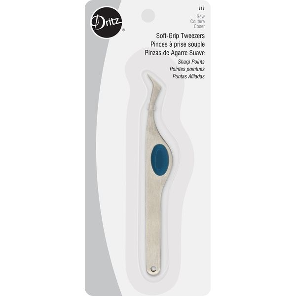 Dritz 818 Soft Grip Tweezers, 4 inches, Silver