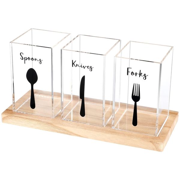 Acrylic Utensil Organizer for Countertop Clear Silverware Caddy Countertop Sp...