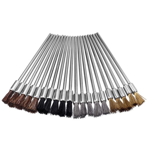 Wolfride Brass Wire Brush, Bristle Polishing Brush, 20 Pieces, 3.9 inches (100 mm) Length, Polishing Brush, Brush Type, Grinding Brush, Tubular Brush, Rust Remover Tool, Paint Stripping, Grinding Wheel, Rotary Tool