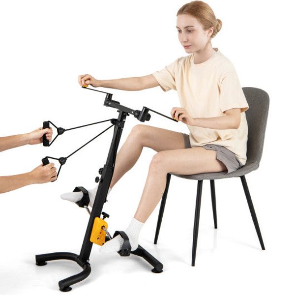 Folding Pedal Exercise Bike with Adjustable Resistance-Yellow