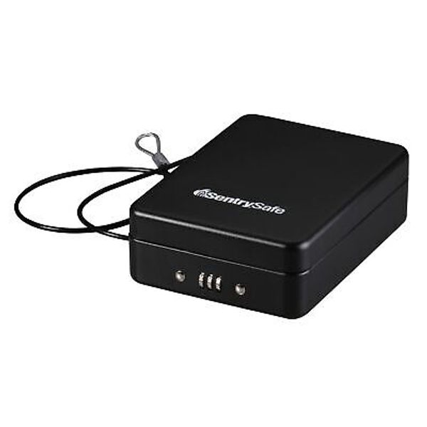 Small Safe, Black Lock Box with Combination Lock for Office or Dorm Secures M...
