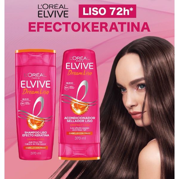 2 Pack Elvive Dream Liso SHAMPOO + CONDITIONER 370ml each