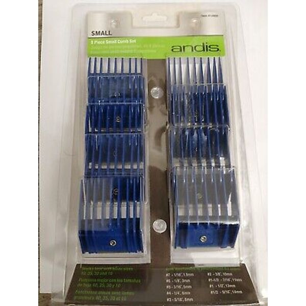 Andis Pet Clipper Comb Set 9 Piece Comb Set #12860 Blue Pet Hair Clippers New