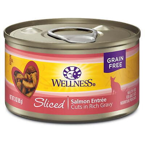 Wellness Complete Wet Canned Cat Food Sliced Salmon Entree 3-Oz Can (Pack of 24)