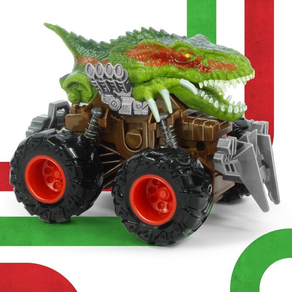 Oriate Dinosaur Cars Toys for Kids, Friction Powered Dinosaur Monster Truck Toys, All Terrain Hot Racing Car Dino Trucks toys, Oversized Rubber Wheels Kids Birthday Dinosaurs Toy