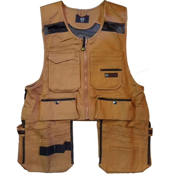 Tiger Trends Men Work Vest Pockets Utility Vest Tool Pockets Pro (Large, Brown Duck)