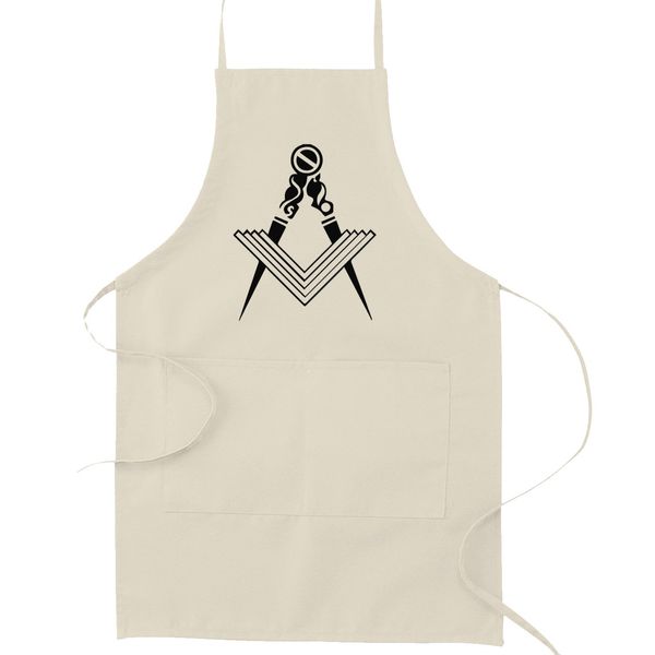 Square & Compass Masonic Cooking Kitchen Apron - [Natural]