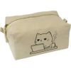 'Exhausted Cat Working with Coffee' Canvas Wash Bag/Makeup Case (CS00043309)