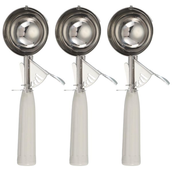 sourcing map 3 Pcs Cookie Scoops, Ice Cream Scoop with Trigger for Baking Cookie Dough Rice Pudding Kitchen Gadget, Beige