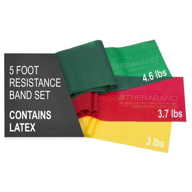 THERABAND Latex, Yellow/Red/Green - Beginner Set