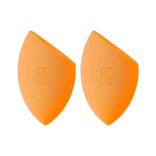 Real Techniques Miracle Complexion Sponge Duo, Makeup Blending Sponge, For Foundation, Offers Light To Medium Coverage, Natural, Dewy Makeup, Orange Sponge, Packaging May Vary, 2 Count