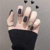 30 Pcs Nail Clips, Water Wave Pattern Nail Tips with Double-Sided Tape, Simple, Curing Type, False Nails, Short (Black Water Wave Pattern)