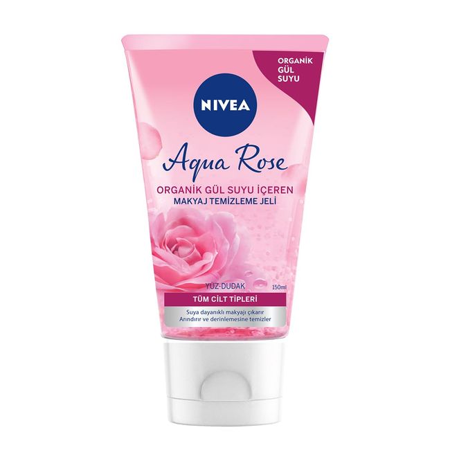 NIVEA Aqua Rose Organik Gül Suyu İçeren Makyaj Temizleme Jeli, Yüz Temizleyici, 150 ml