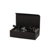 5x Versand-Set/ 2er Flaschen Geschenkkarton Schwarz Leinenoptik + Versandkarton