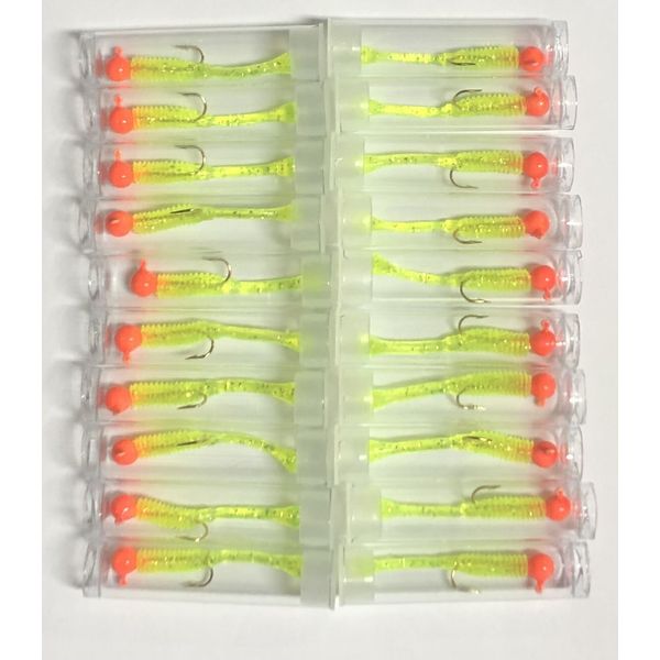 NEW CUBBY Mini-Mite 1/32oz Jig 20PK REFILL Oran/Clear Chart W/Glitter 1402 *NEW*