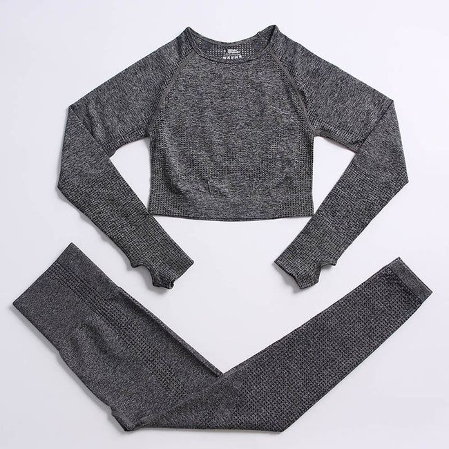 2/3/5PCS Seamless Women Yoga Set Workout Sportswear Gym Clothing Fitness  Long Sleeve Crop Top High Waist Leggings Sports Suits