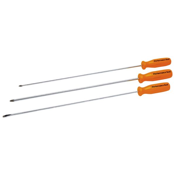 Performance Tool W924 Long Shaft Screwdriver Set, 3-Piece