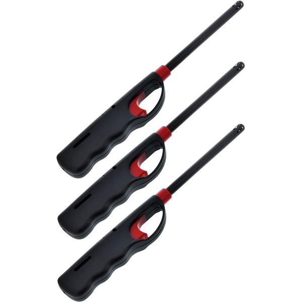 3 Pack - VIP Home Essentials Handi Flame BBQ Grill Click Lighter Refillable Candle Fireplace Kitchen Stove Wind Resitent Long Stem