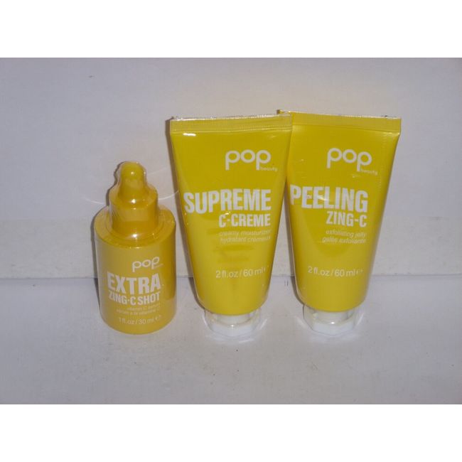 Pop Beauty Bundle - Extra Zing C Shot - Zing C Exfoliant - Supreme C Creme