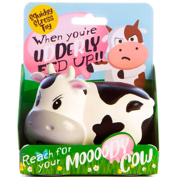 Boxer Gifts Moody Cow Stress Relief Toy - Unique Stress Balls for Adults & Teens - Squishy Fidget Toys for Anxiety - Funny Desk Accessories - Cute Cow Gifts For Women & Gag White Elephant